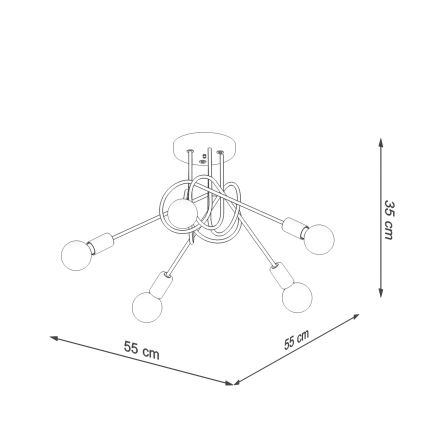 Lampadario a plafone LOOP 5xE27/15W/230V bianco