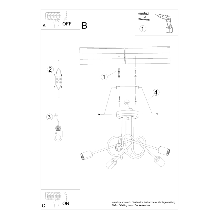 Lampadario a plafone LOOP 5xE27/15W/230V bianco