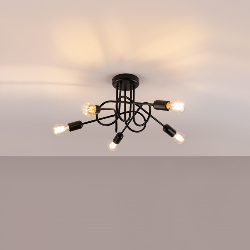Lampadario a plafone LOOP 5xE27/15W/230V nero
