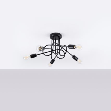 Lampadario a plafone LOOP 5xE27/15W/230V nero