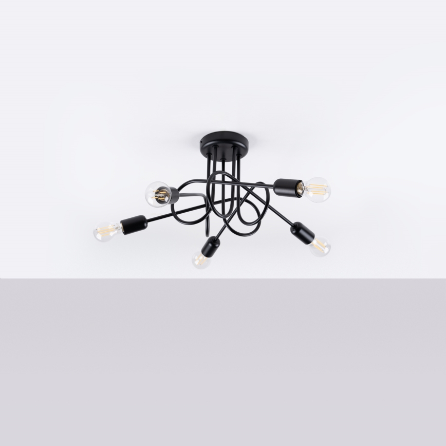 Lampadario a plafone LOOP 5xE27/15W/230V nero