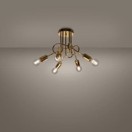 Lampadario a plafone LOOP 5xE27/15W/230V oro