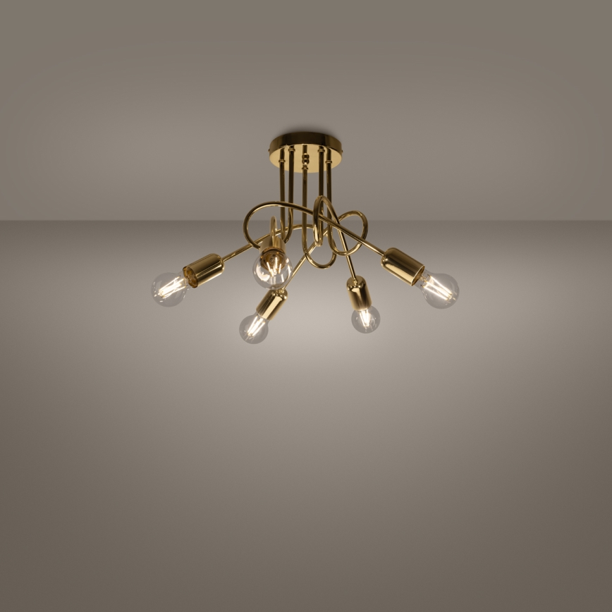 Lampadario a plafone LOOP 5xE27/15W/230V oro