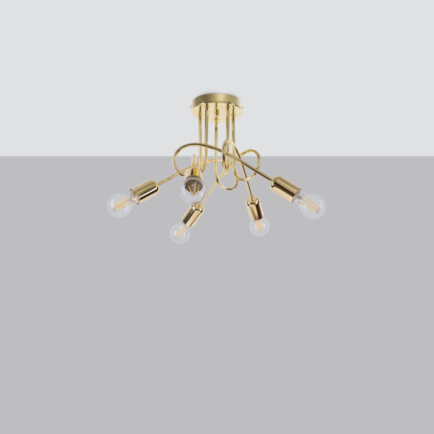 Lampadario a plafone LOOP 5xE27/15W/230V oro