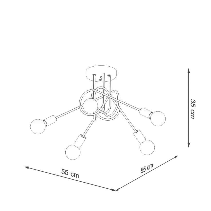 Lampadario a plafone LOOP 5xE27/15W/230V oro