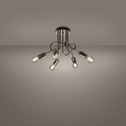 Lampadario a plafone LOOP 5xE27/15W/230V cromo lucido