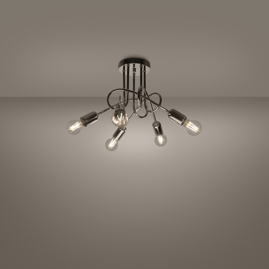 Lampadario a plafone LOOP 5xE27/15W/230V cromo lucido