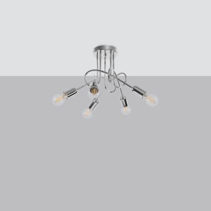 Lampadario a plafone LOOP 5xE27/15W/230V cromo lucido