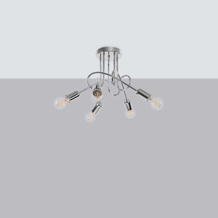 Lampadario a plafone LOOP 5xE27/15W/230V cromo lucido