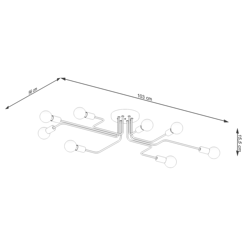 Lampadario a plafone VECTOR 8xE27/15W/230V nero