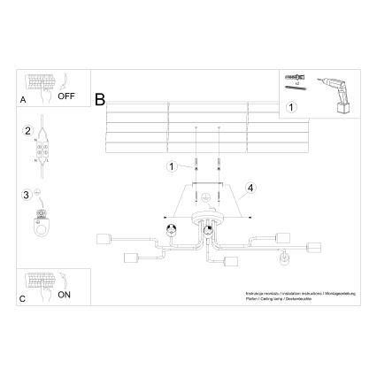 Lampadario a plafone VECTOR 8xE27/15W/230V nero