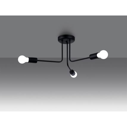 Lampadario a sospensione con supporto rigido NORAH 3xE27/15W/230V nero