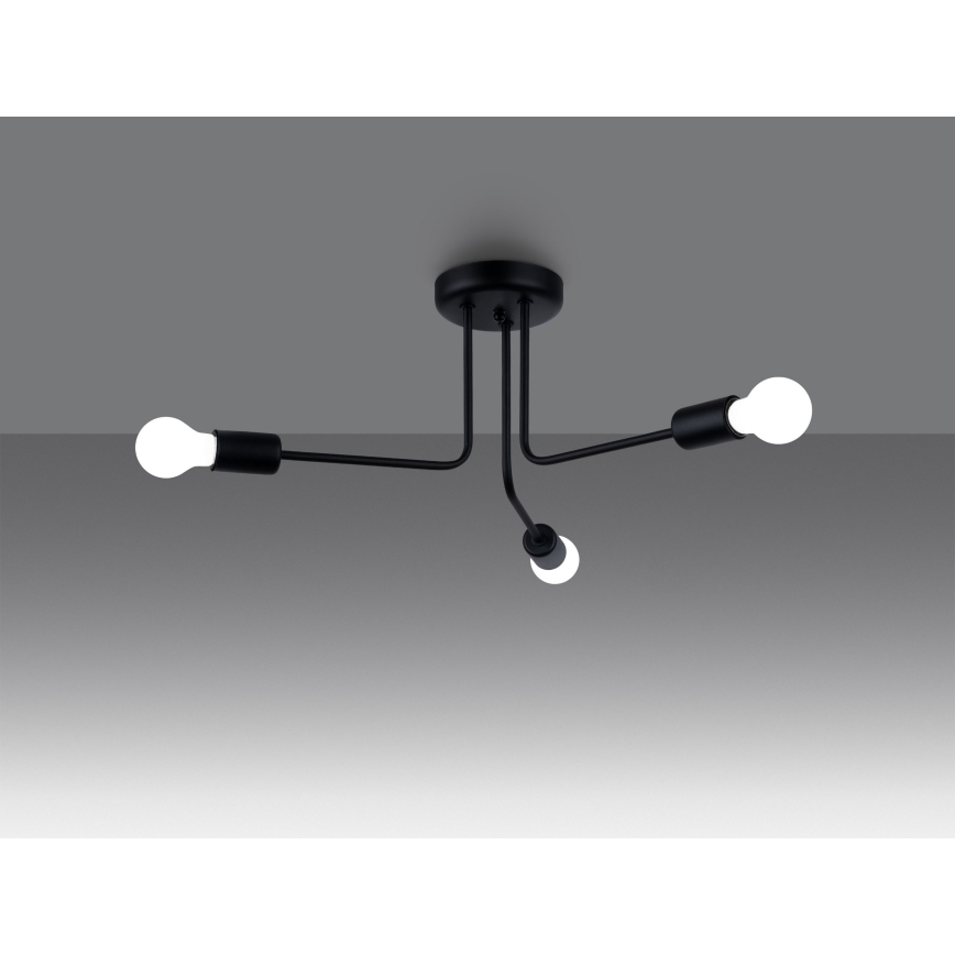 Lampadario a sospensione con supporto rigido NORAH 3xE27/15W/230V nero