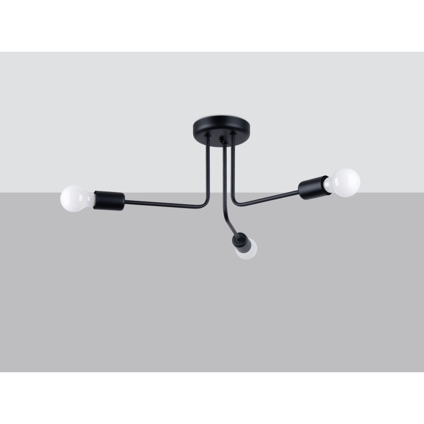 Lampadario a sospensione con supporto rigido NORAH 3xE27/15W/230V nero