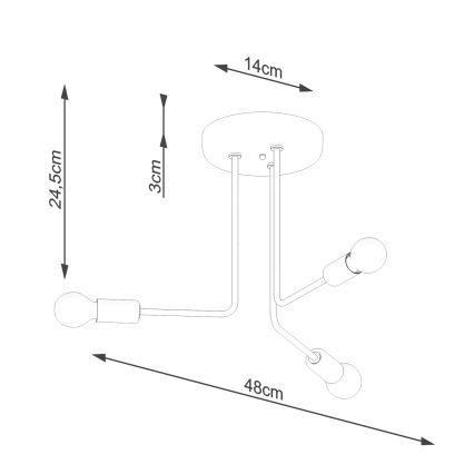 Lampadario a sospensione con supporto rigido NORAH 3xE27/15W/230V nero