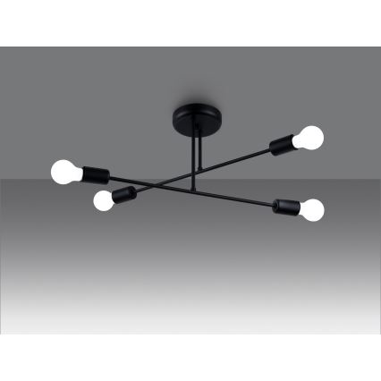 Lampadario a sospensione con supporto rigido NORAH 4xE27/15W/230V nero