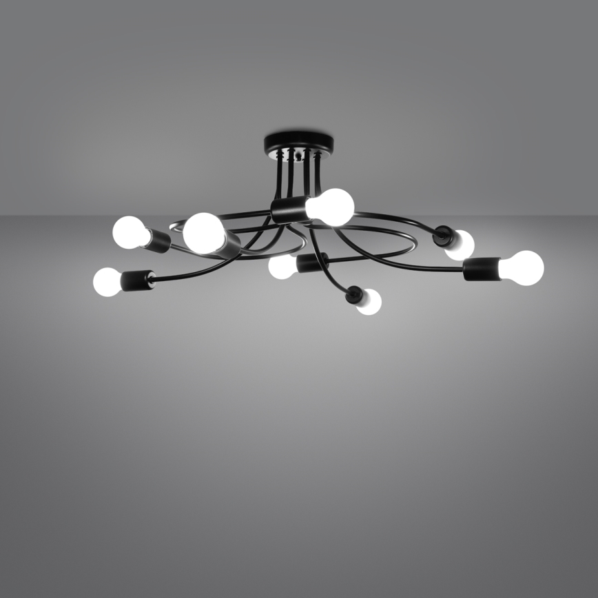 Lampadario a sospensione con supporto rigido LEVAR 8xE27/15W/230V nero