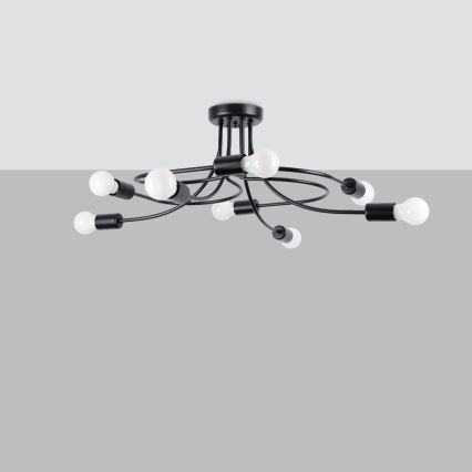 Lampadario a sospensione con supporto rigido LEVAR 8xE27/15W/230V nero