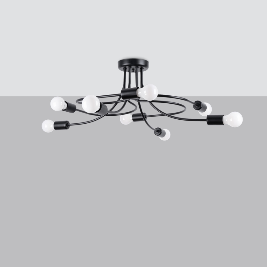 Lampadario a sospensione con supporto rigido LEVAR 8xE27/15W/230V nero