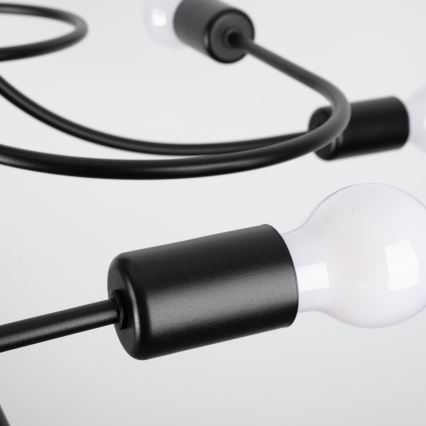 Lampadario a sospensione con supporto rigido LEVAR 8xE27/15W/230V nero