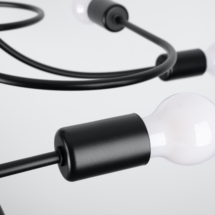 Lampadario a sospensione con supporto rigido LEVAR 8xE27/15W/230V nero