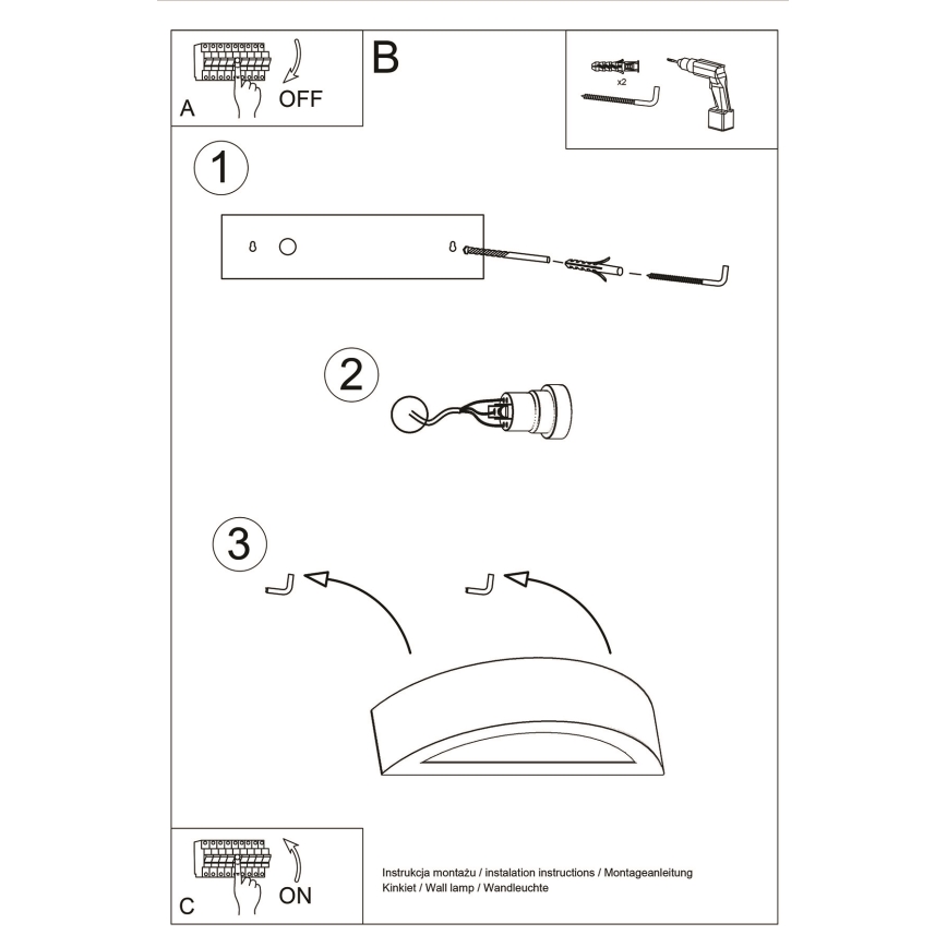 Applique ATENA 1xE27/15W/230V 30 cm bianco