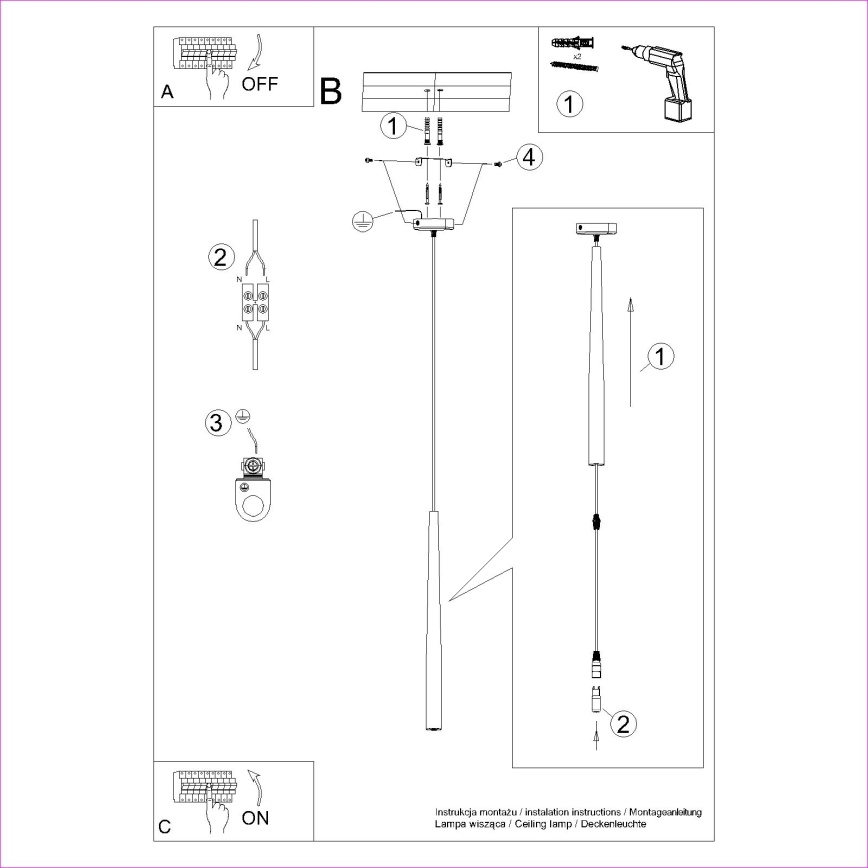 Lampadario a sospensione con filo BLISS 1xG9/8W/230V nero