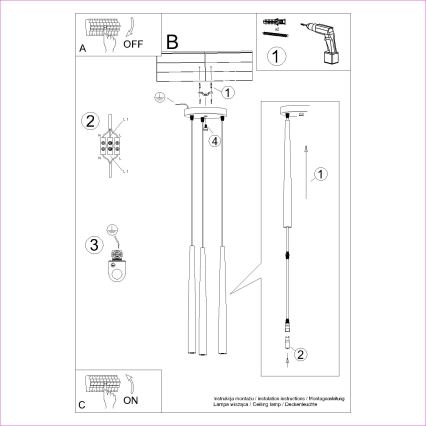 Lampadario a sospensione con filo BLISS 3xG9/8W/230V nero