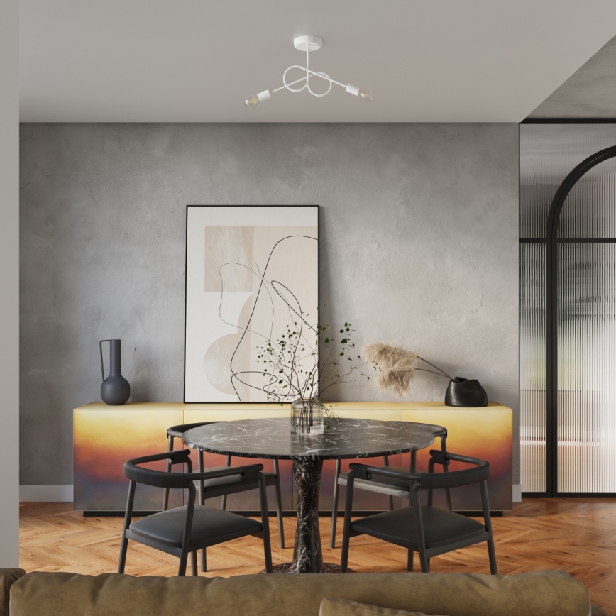 Lampadario a plafone LOOP 2xE27/15W/230V bianco