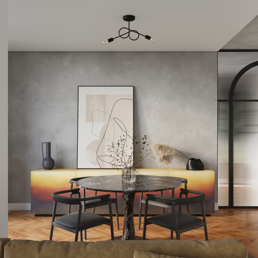 Lampadario a plafone LOOP 2xE27/15W/230V nero