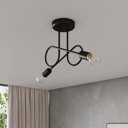 Lampadario a plafone LOOP 2xE27/15W/230V nero