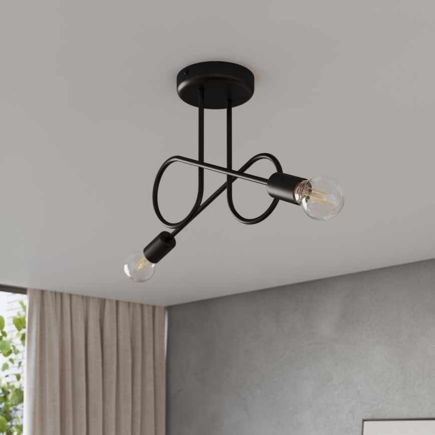 Lampadario a plafone LOOP 2xE27/15W/230V nero