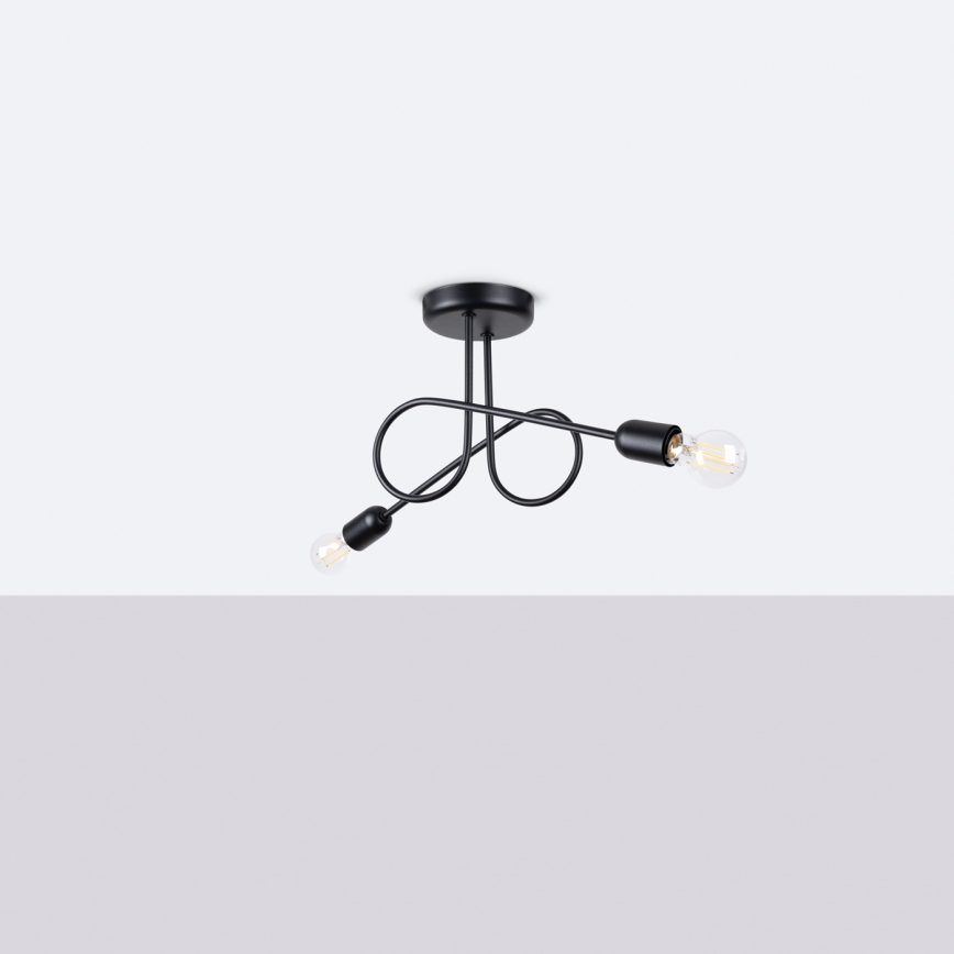 Lampadario a plafone LOOP 2xE27/15W/230V nero