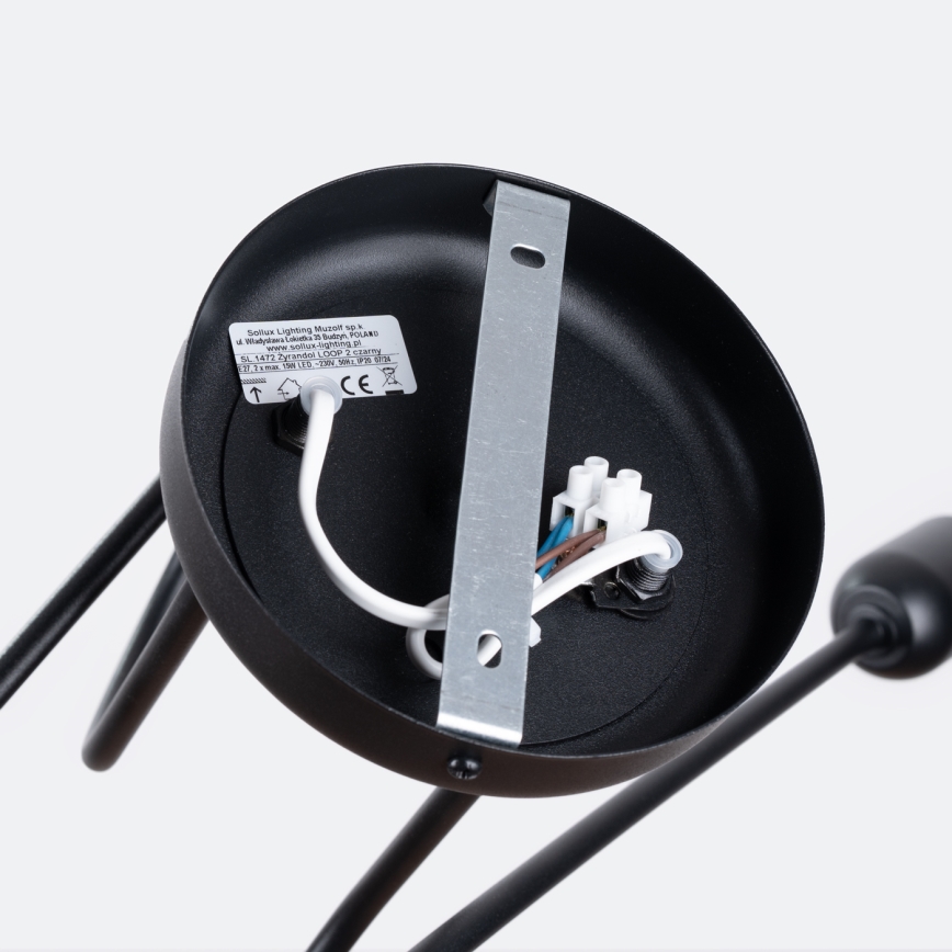 Lampadario a plafone LOOP 2xE27/15W/230V nero