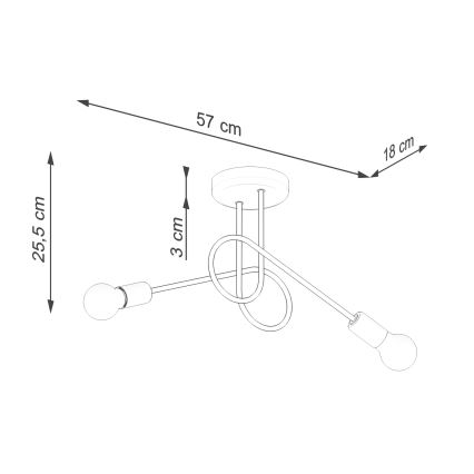 Lampadario a plafone LOOP 2xE27/15W/230V nero