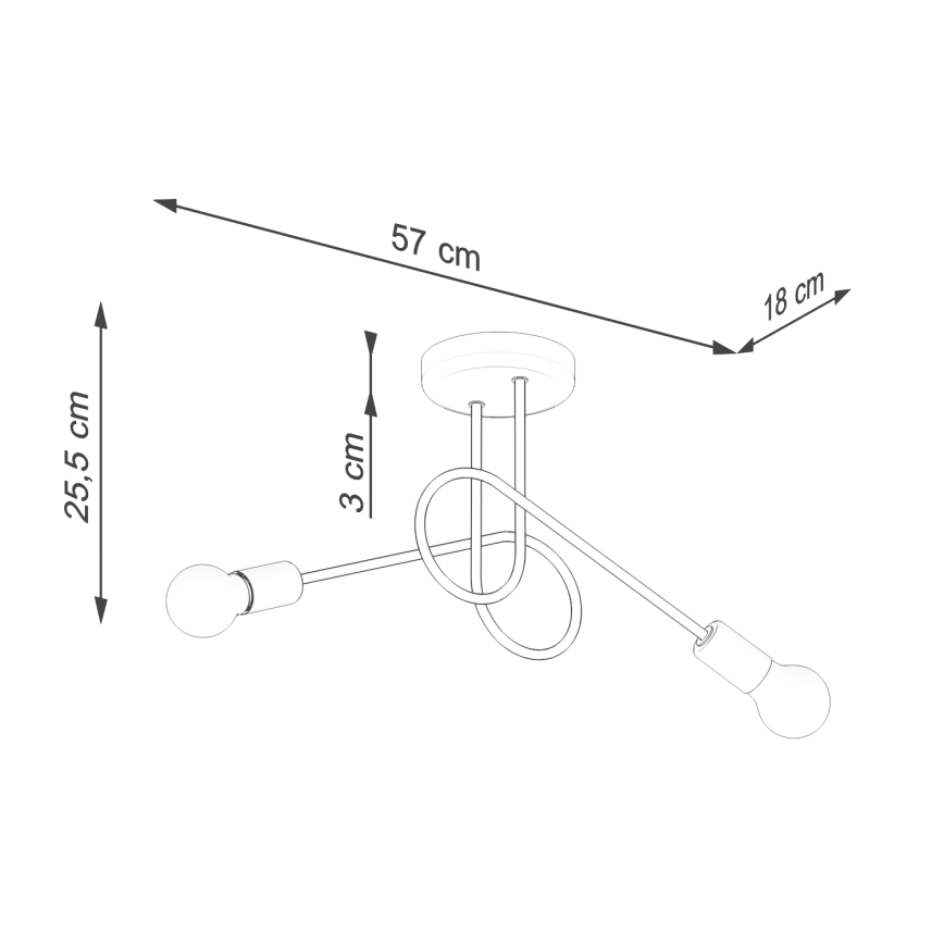 Lampadario a plafone LOOP 2xE27/15W/230V nero