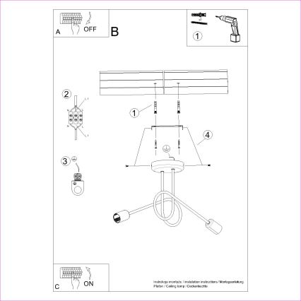 Lampadario a plafone LOOP 2xE27/15W/230V nero