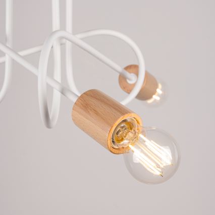 Lampadario a plafone EMBER 3xE27/15W/230V bianco/beige/faggio