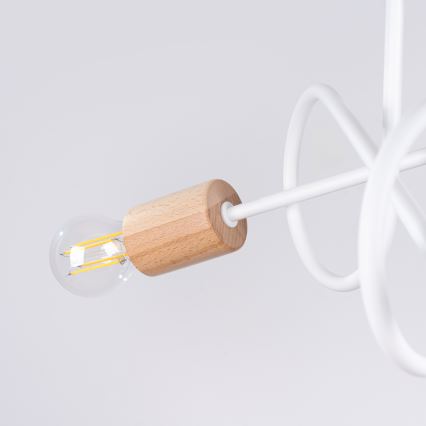 Lampadario a plafone EMBER 3xE27/15W/230V bianco/beige/faggio