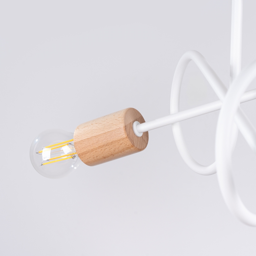 Lampadario a plafone EMBER 3xE27/15W/230V bianco/beige/faggio