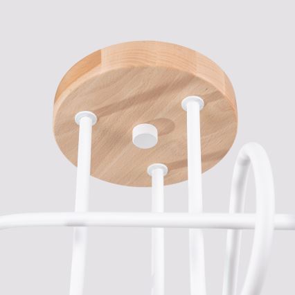 Lampadario a plafone EMBER 3xE27/15W/230V bianco/beige/faggio