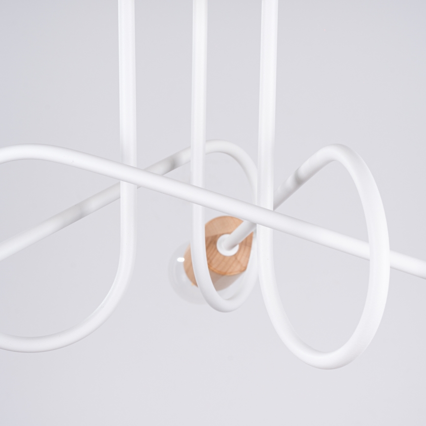 Lampadario a plafone EMBER 3xE27/15W/230V bianco/beige/faggio