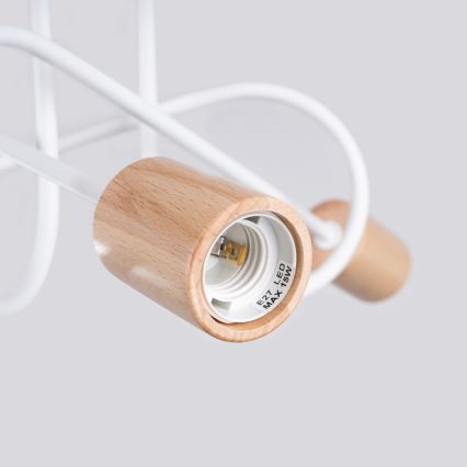 Lampadario a plafone EMBER 3xE27/15W/230V bianco/beige/faggio