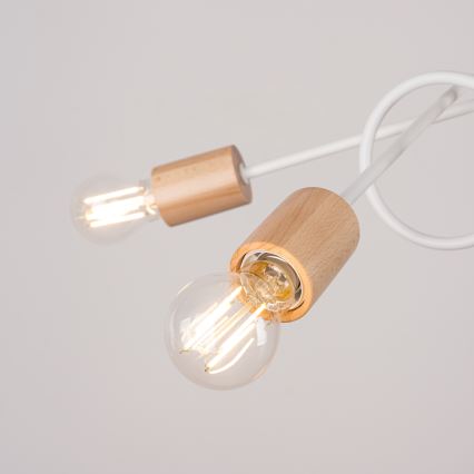 Lampadario a plafone EMBER 5xE27/15W/230V bianco/beige/faggio