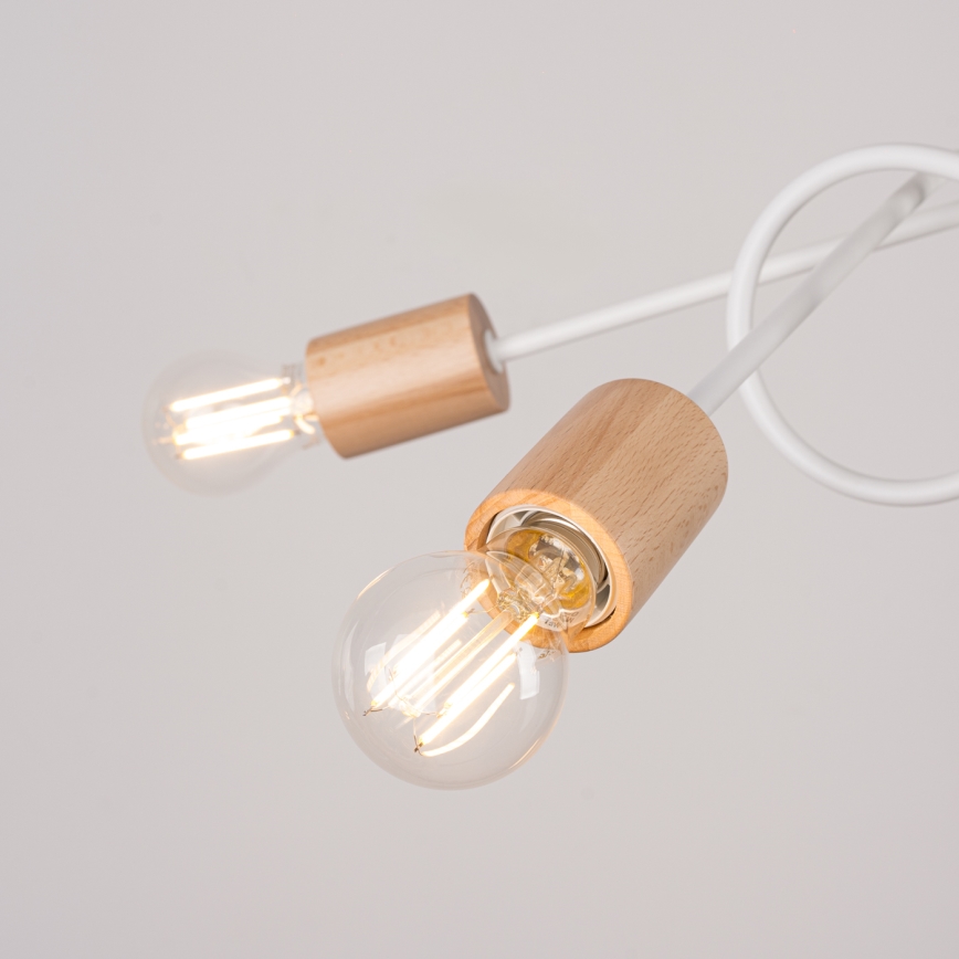 Lampadario a plafone EMBER 5xE27/15W/230V bianco/beige/faggio
