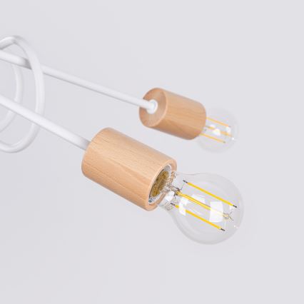 Lampadario a plafone EMBER 5xE27/15W/230V bianco/beige/faggio