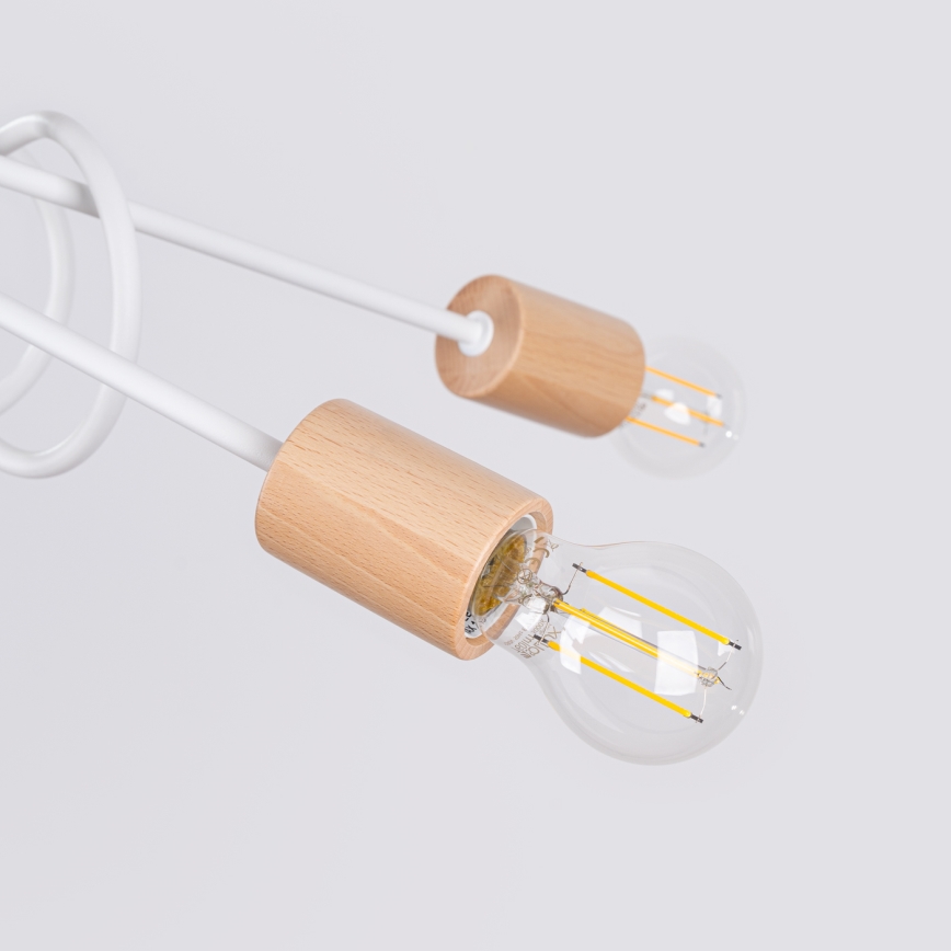 Lampadario a plafone EMBER 5xE27/15W/230V bianco/beige/faggio