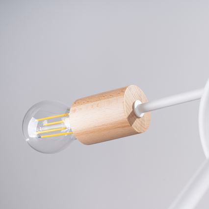 Lampadario a plafone EMBER 5xE27/15W/230V bianco/beige/faggio