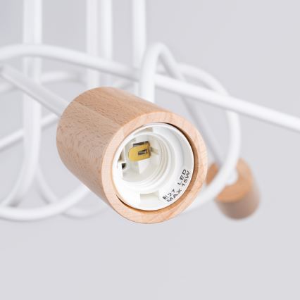 Lampadario a plafone EMBER 5xE27/15W/230V bianco/beige/faggio