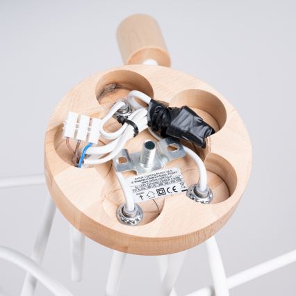 Lampadario a plafone EMBER 5xE27/15W/230V bianco/beige/faggio